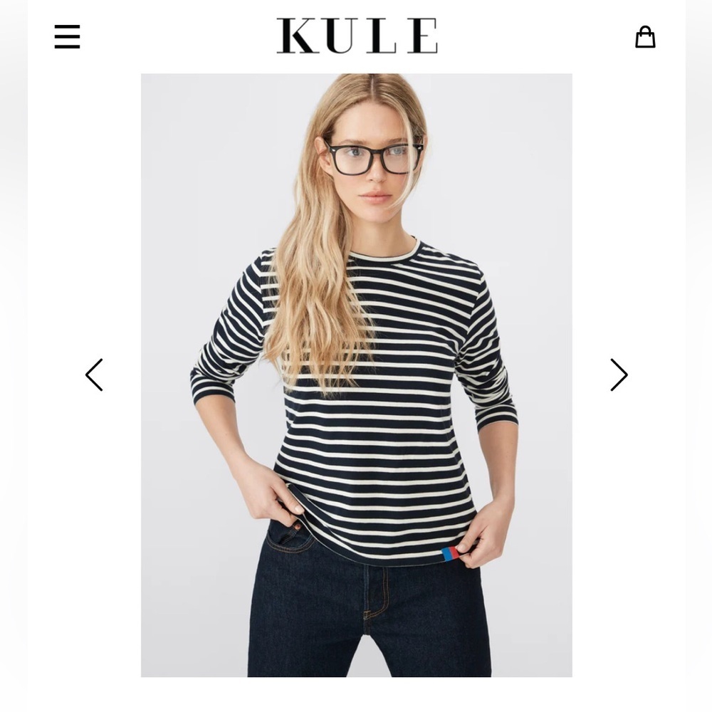 NWOT KULE the modern long sleeve striped shirt Navy /Cream XS